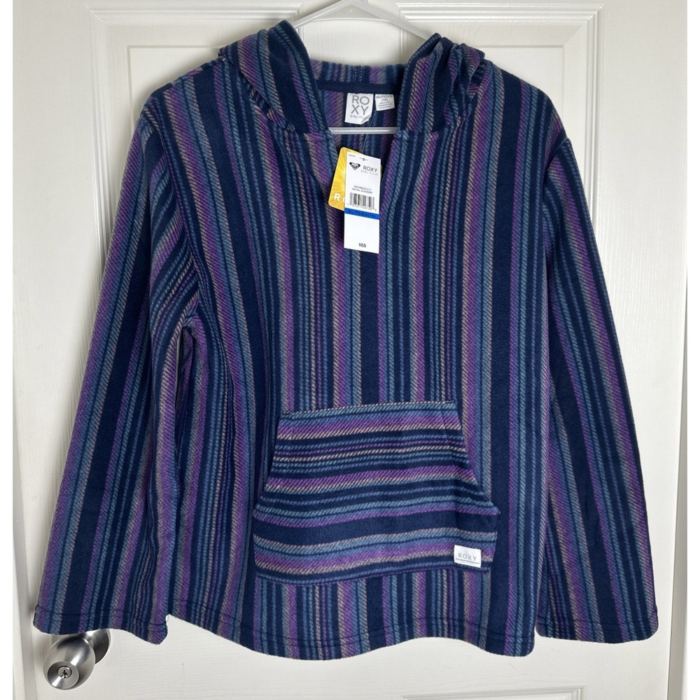 Roxy Girls Hoodie Pull Over Purple Blue Rasta Hippie‎ Girls Size XL (16) NWT $55